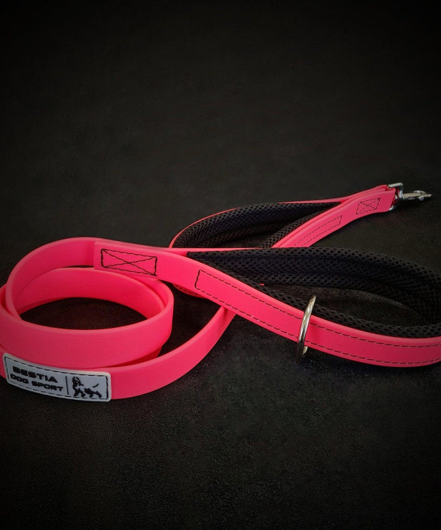 BESTIA DOG SPORT dual handle leash neon pink-1