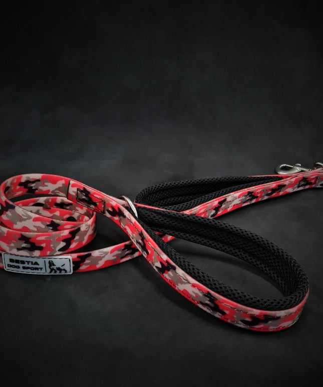 BESTIA DOG SPORT dual handle leash Red Camo-1