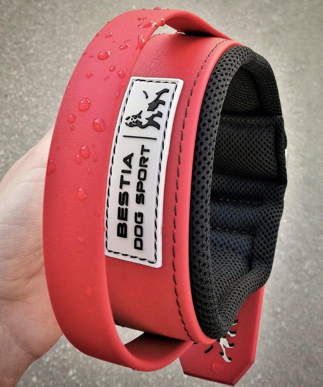 BESTIA DOG SPORT HANDLE COLLAR ALL RED-2