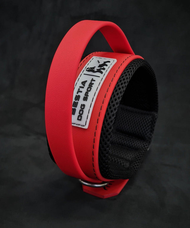 BESTIA DOG SPORT HANDLE COLLAR ALL RED-1