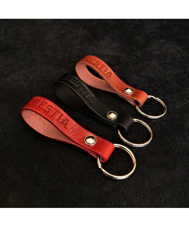 Bestia handmade genuine leather keychain-0