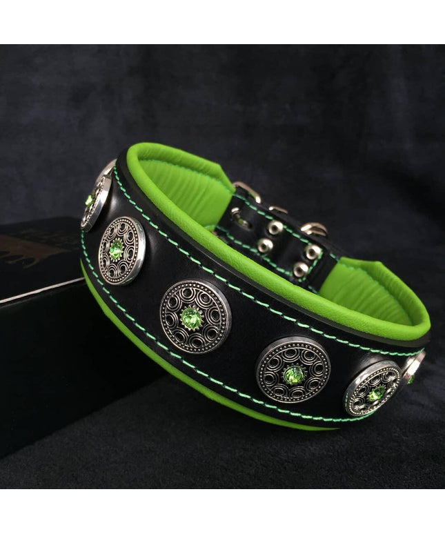 "Bijou" collar black & green-0
