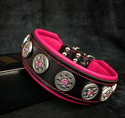 "Bijou" collar black & pink-0
