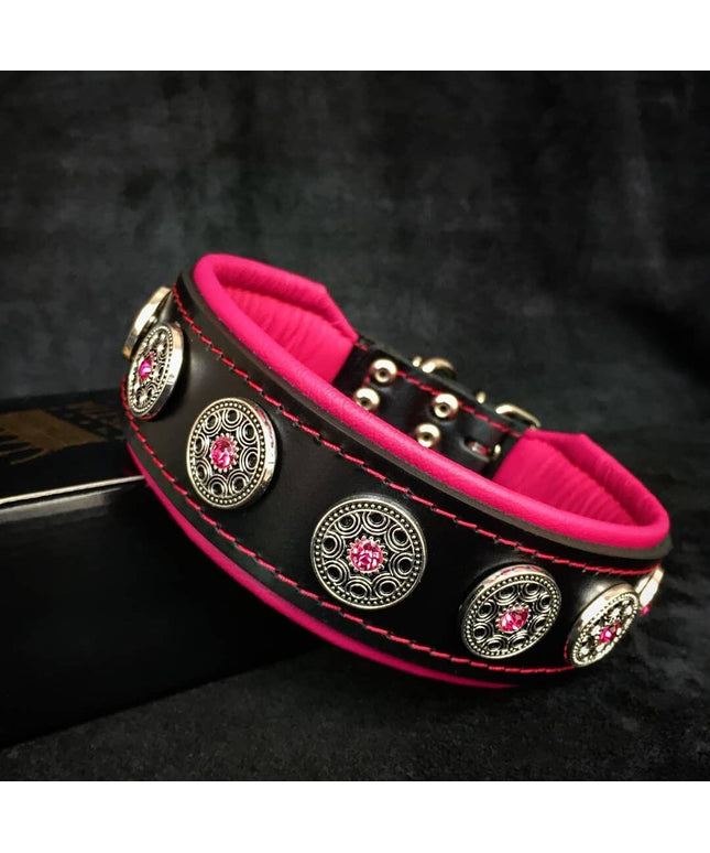 "Bijou" collar black & pink-0