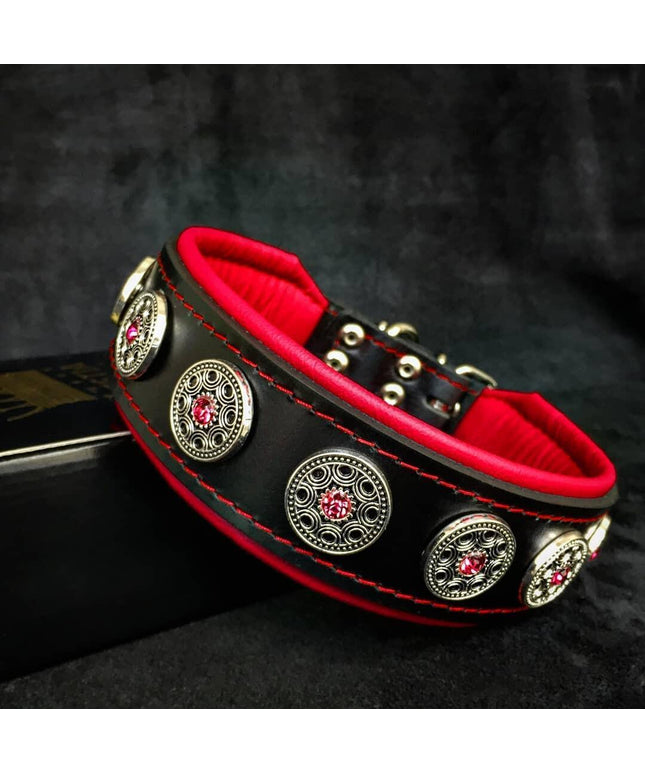 "Bijou" collar black & red-0