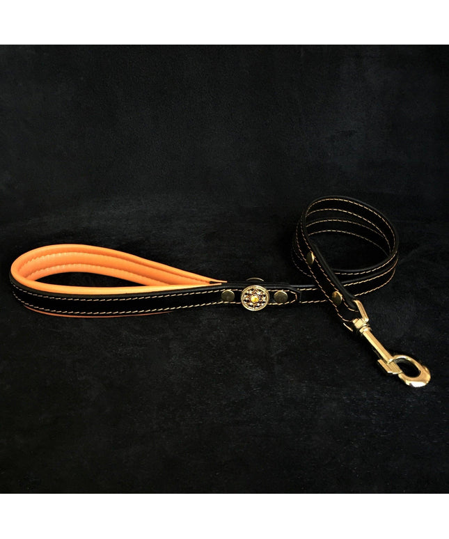 'Bijou'' leather lead orange-0