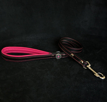 'Bijou'' leather lead pink-0