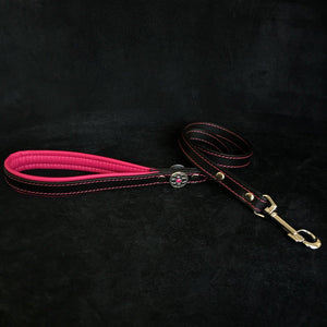 'Bijou'' leather lead pink