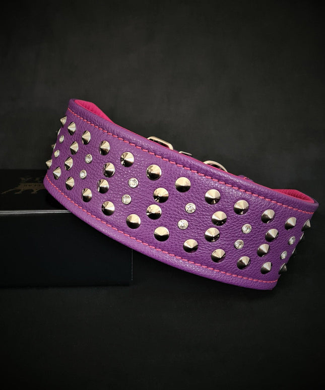 "Crystal" 2.8 inch wide soft leather collar-2