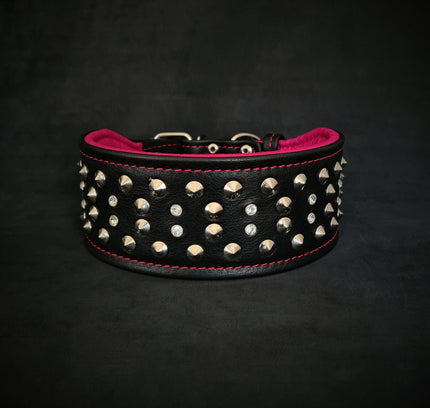 "Crystal" 2.8 inch wide soft leather collar-1