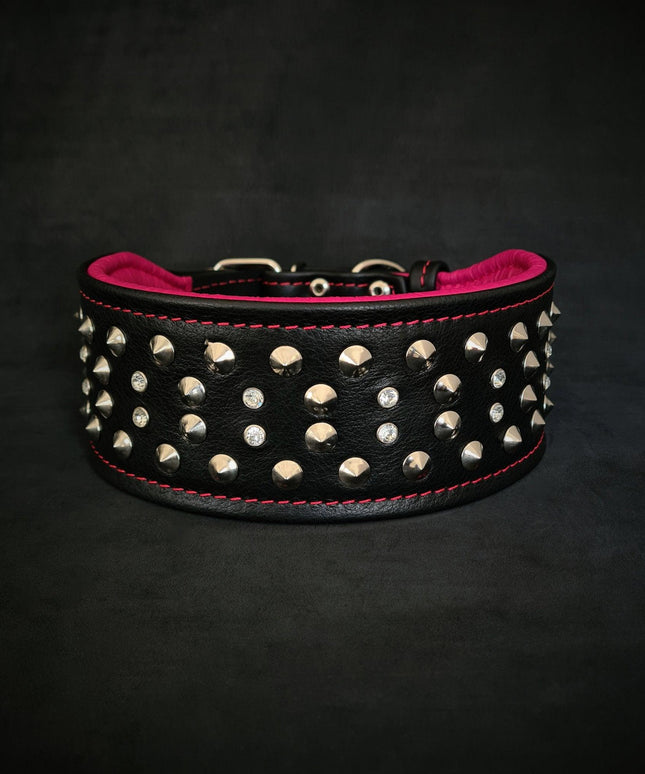 "Crystal" 2.8 inch wide soft leather collar-1