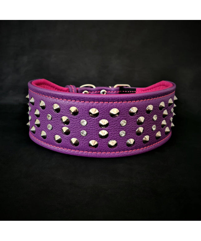 "Crystal" 2.8 inch wide soft leather collar-0