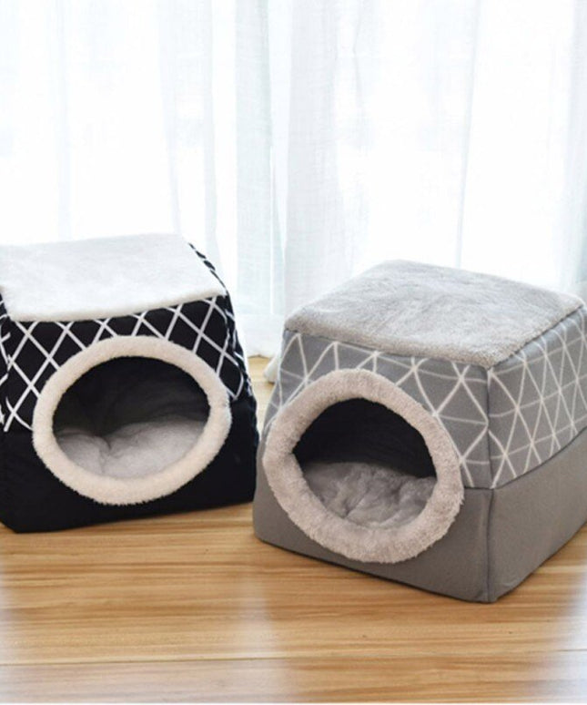 Detachable Soft Kennel Cat Bed Breathable Cat Pet Cave House Sleeping Bag Mat Pad Tent Pets Winter Warm Cozy Beds 11 Colors-2