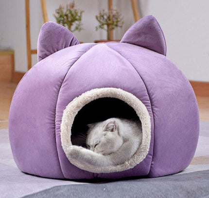 Detachable Soft Kennel Cat Bed Breathable Cat Pet Cave House Sleeping Bag Mat Pad Tent Pets Winter Warm Cozy Beds 11 Colors-3