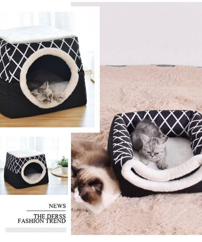 Detachable Soft Kennel Cat Bed Breathable Cat Pet Cave House Sleeping Bag Mat Pad Tent Pets Winter Warm Cozy Beds 11 Colors-4