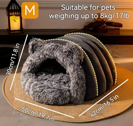 Plush Fleece Cat Cave Bed for Winter Comfort-4