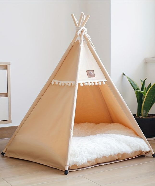 Linen Pet Teepee Bed-1