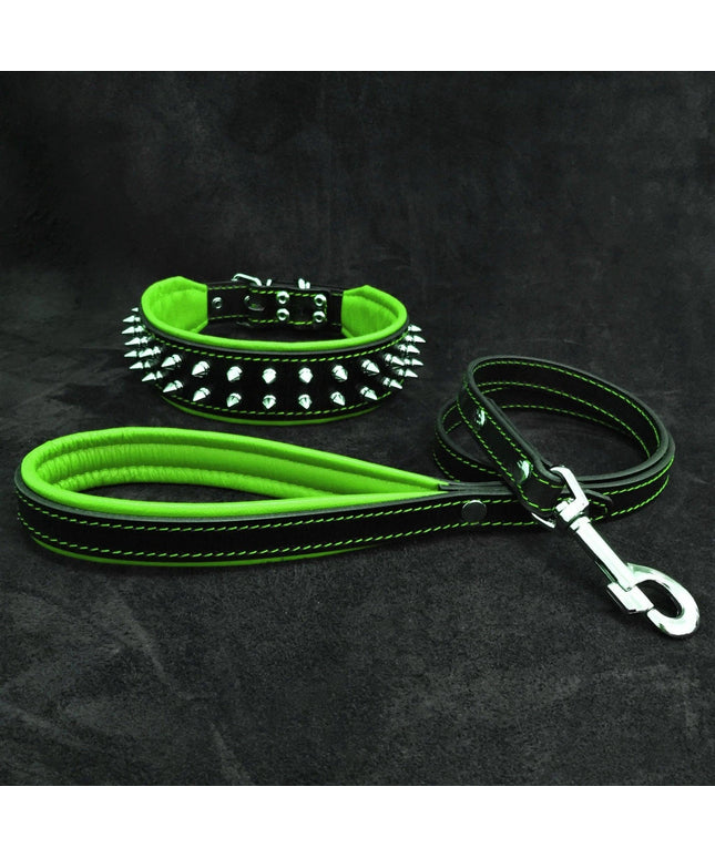 "Frenchie" Set- collar & leash. Green-0