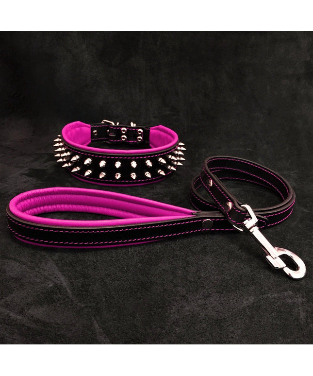 "Frenchie" Set- collar & leash. Pink-0