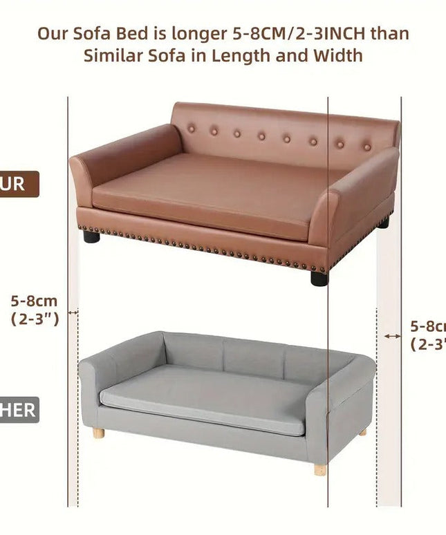 Leather Large Dog Sofa Lounge with Cushion-1