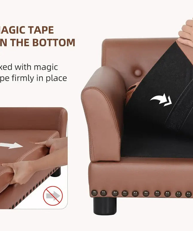 Leather Large Dog Sofa Lounge with Cushion-3