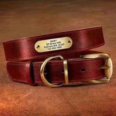 Luxury Leather Dog Collar with Personalised Engraving-2