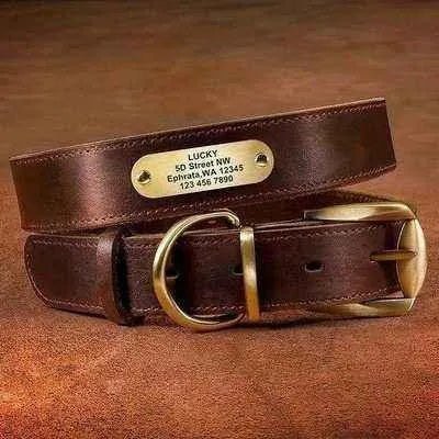 Luxury Leather Dog Collar with Personalised Engraving-3