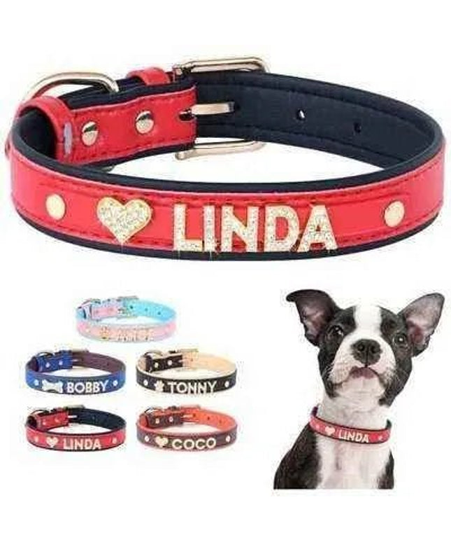 Luxury Rhinestone Pet Collar with Letter Charm-0