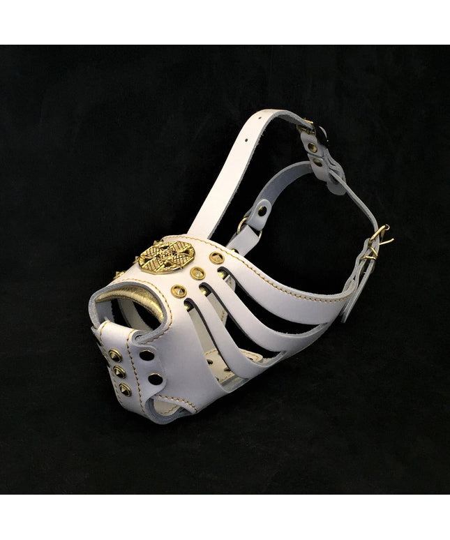 'Maximus'' Basket Muzzle White & Gold