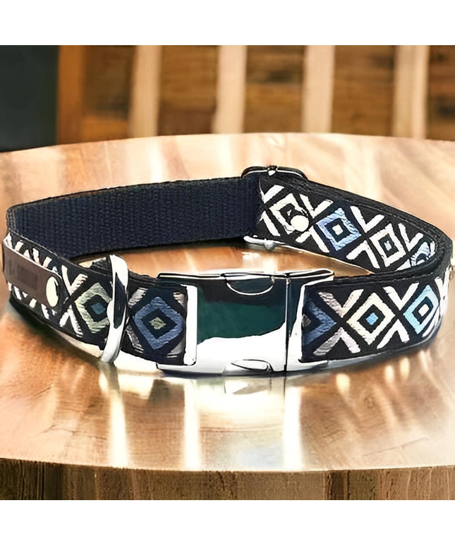 Personalised Cotton Dog Collar: Sapphire Elegance-0