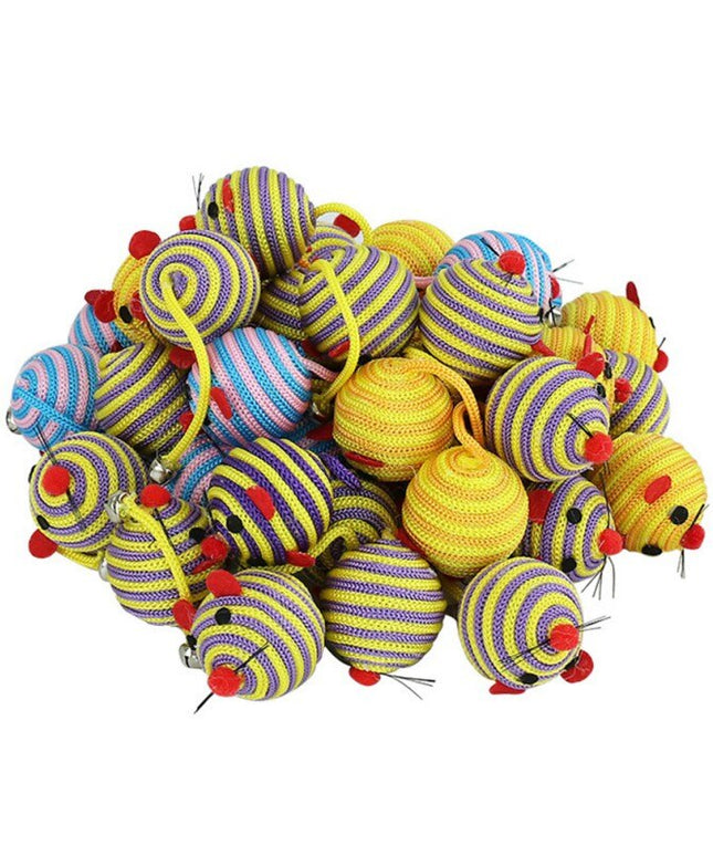 40pcs/pack Colorful Feather Cat Toys False Mouse Kitten Cat Toy Mixed Collection-2