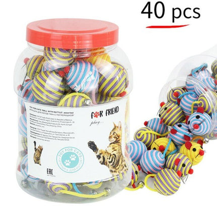 40pcs/pack Colorful Feather Cat Toys False Mouse Kitten Cat Toy Mixed Collection-4
