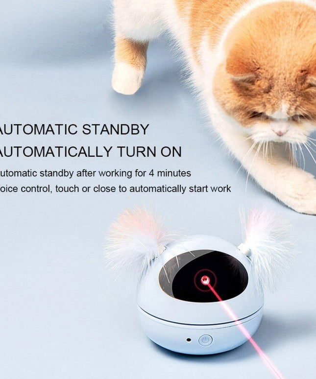 Electric Interactive Cat Toy Ball Feather Infrared Light Tease Tease Cat Stick Toys-2