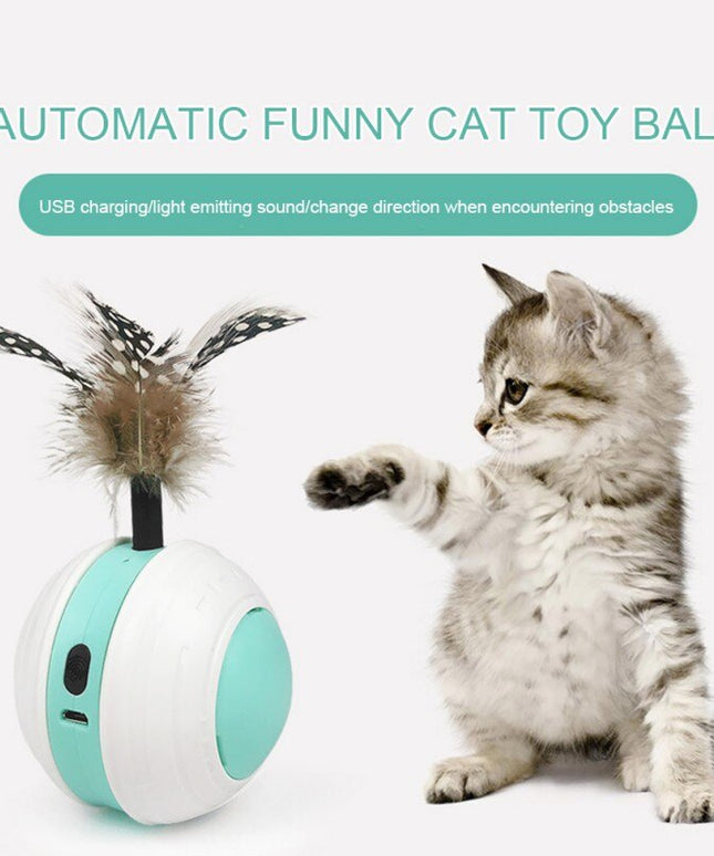 Smart Interactive Cat Toy USB Rechargeable Led Light Self Rotating Ball Pets Playing Toys Motion Activated Pet Ball-0