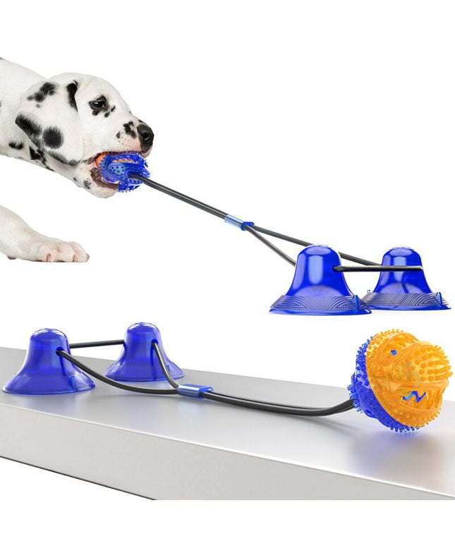 Interactive Pet Toys For Cats Dogs Training Suction Cup Push Ball Toys Elastic Ropes Pet Tooth Cleaning Chewing IQ Exercise New-0