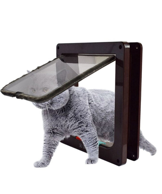 4 Way Lockable Cat Flap Door  Lock Security Flap Door for Dog Cat Kitten Small Pet Gate Door Kit Cat Dog Cat Door-2