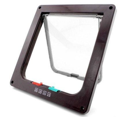 4 Way Lockable Cat Flap Door  Lock Security Flap Door for Dog Cat Kitten Small Pet Gate Door Kit Cat Dog Cat Door-1