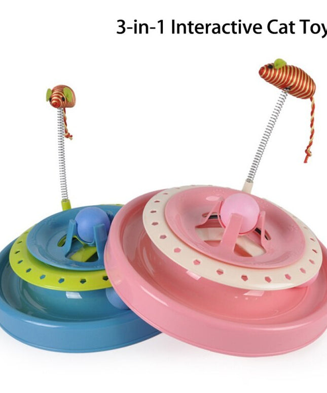 Pet Cat Toys Turntable Spring Mouse Toy Plastic Cat Funny Crazy Amusement Disk Cat Kitten Teaser Pet Interactive Toys-3