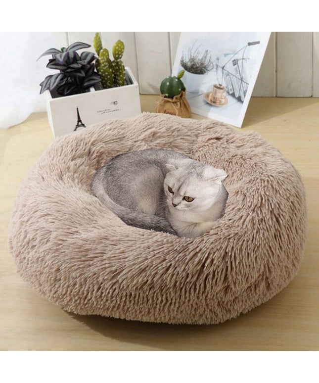 Round Cat Bed Warm Sleeping Cat Nest For Dogs Basket Pet Products Cushion Soft Long Plush Cat Pet Bed Mat Cat House Animals Sofa-0