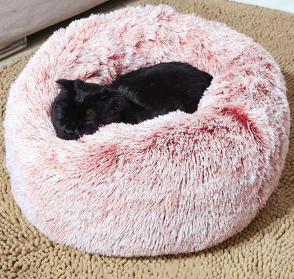 Round Cat Bed Warm Sleeping Cat Nest For Dogs Basket Pet Products Cushion Soft Long Plush Cat Pet Bed Mat Cat House Animals Sofa-3