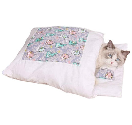 Winter Warm Pet Dog Cave Bed Soft Fleece Washable Removable for Cat Puppy Japanese Style Sleeping Bag Cushion House-1