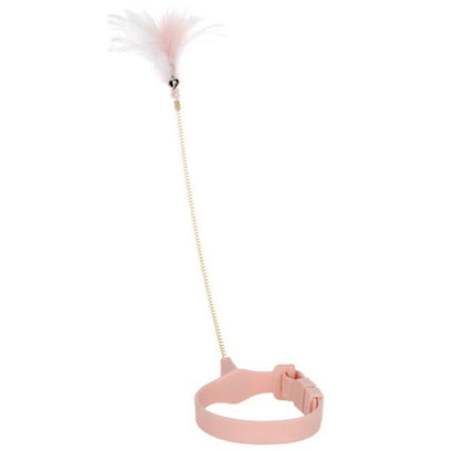 Funny Cat Collar Toy Feather Teaser Stick Interesting Automatic Cat Toy Foot Interactive Cats Teaser Feather Kitten Toys-1