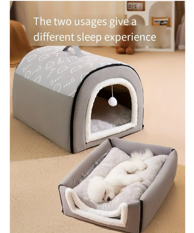 Warm Enclosed Dog Bed for All Seasons-1