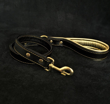 Soft leather brass plated leash-1
