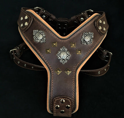 The "Aztec" big dogs harness BROWN-0