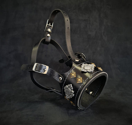 The "Aztec" leather muzzle BLACK-0