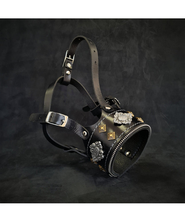 The "Aztec" leather muzzle BLACK-0