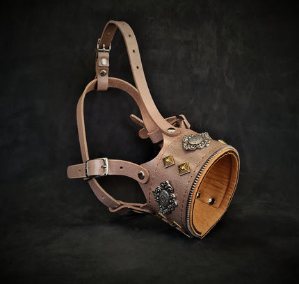 The "Aztec" leather muzzle Grey-0