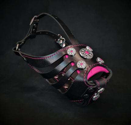 The ''Bijou'' Basket Muzzle Black & Pink-0
