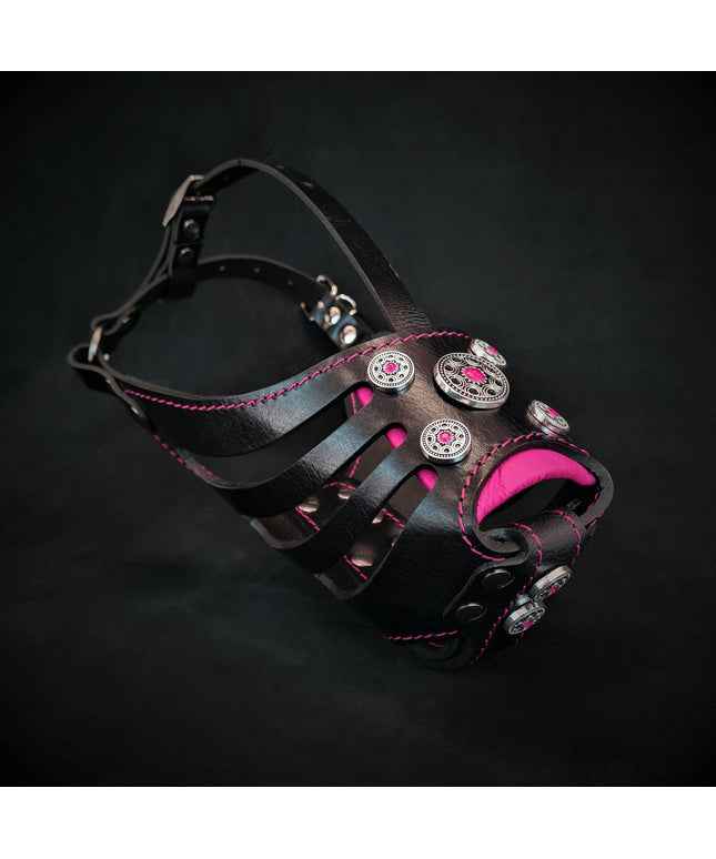 The ''Bijou'' Basket Muzzle Black & Pink-0